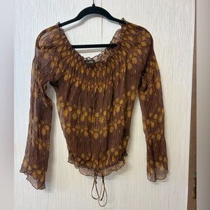 VINTAGE Y2K Guess Jeans 100% Silk Sheer Peasant Coquette Fairycore Babydoll S